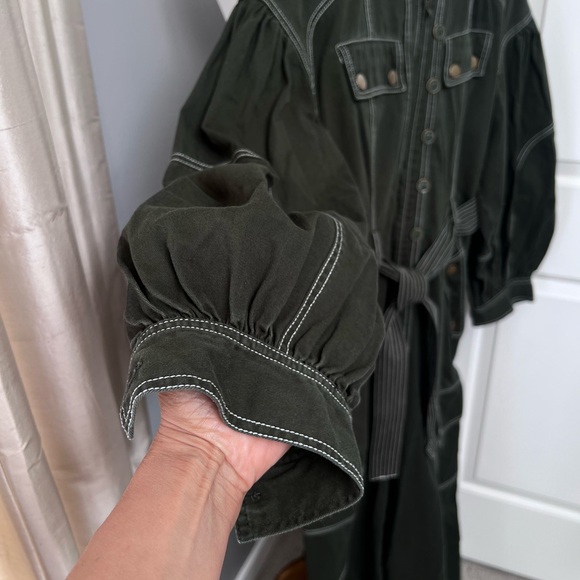 Ulla Johnson Dark Green Utility Jumpsuit with Belted Waist - Picture 4 of 14